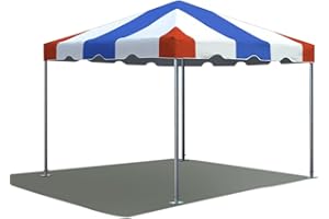 Party Tents Direct 10x10 Heavy-Duty Waterproof Canopy Tent - Steel Frame Outdoor Gazebo for Weddings, Parties & Camping - Red, White and Blue Vinyl Cover