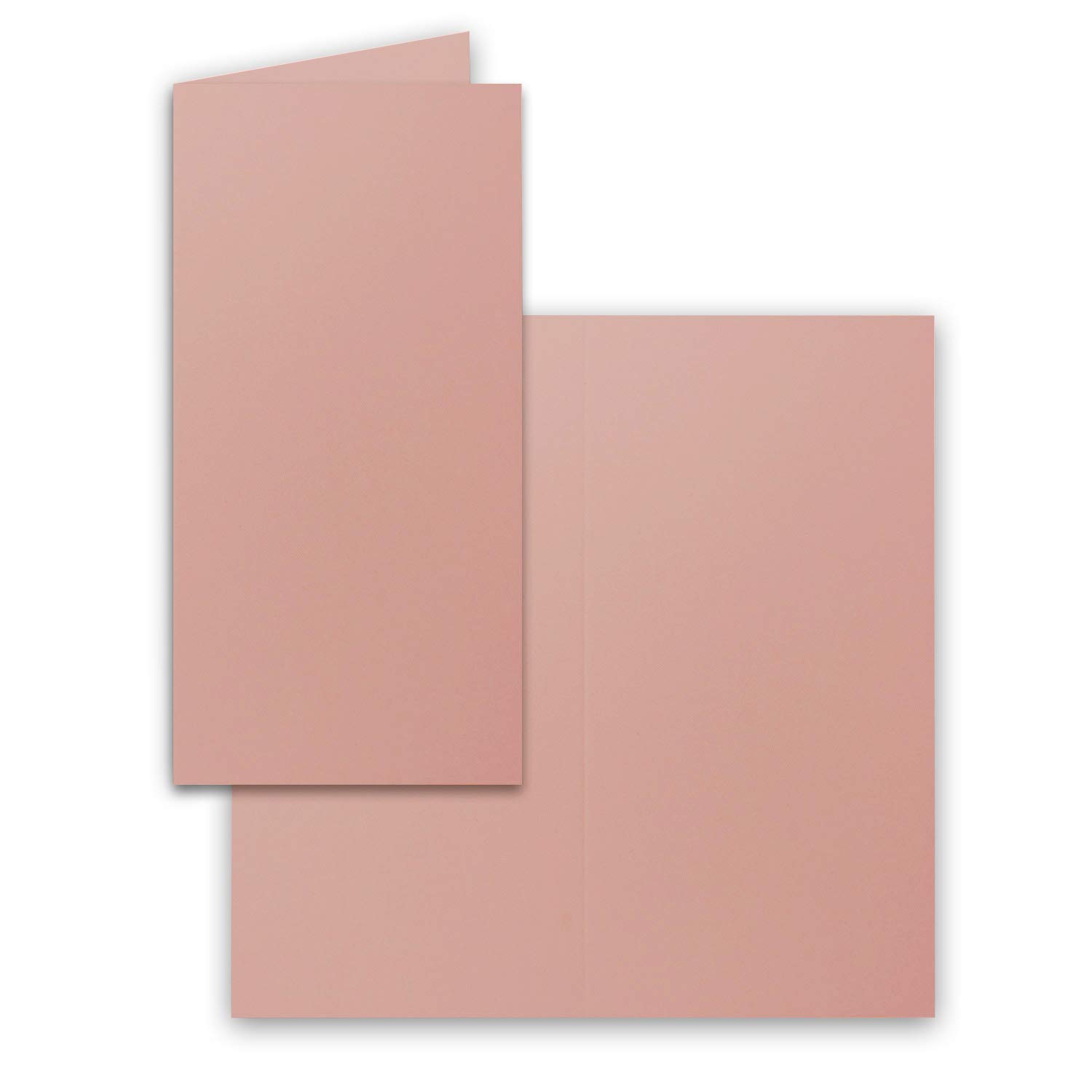 50x folding cards DIN long - old pink (pink) - 10.5 x 21 cm - blank double cards - folding cards for invitations and greeting cards for Christmas and birthdays