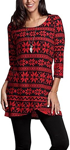 Sikimennzi Women's Fashion Floral Print Flower Asymmetrical Tunic Tops Shirt