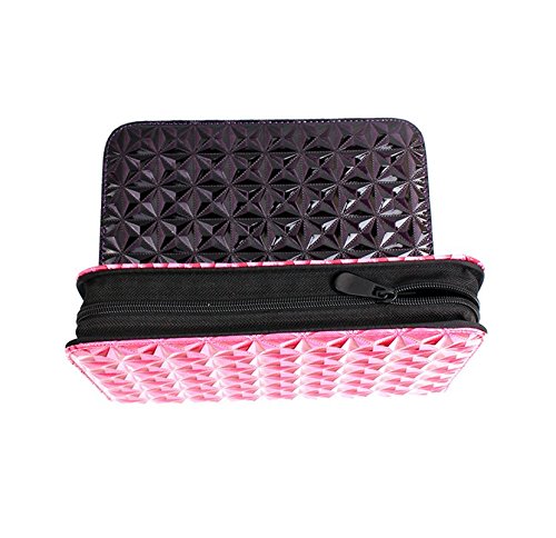 SMITH CHU Hair Shear Scissors Bag Holder - Barber Pouch Cases for Hairdressers - Salon Tools Holster Diamond Quilted Pattern Bag (pink)