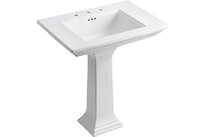 Kohler 2268-8-0 Memoirs Stately 30" pedestal bathroom sink with widespread faucet holes, White