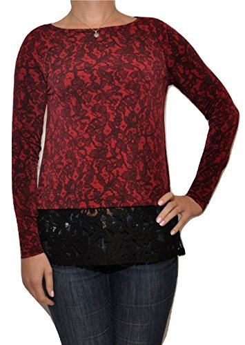 Michael Michael KorsUmbria Lace Border Long Sleeve Blouse Top, Cinnabar