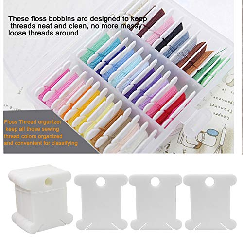 WeiMeet 230 Pieces Plastic Floss Bobbins with Floss Winder for Embroidery Floss Organizer Cross-Stitch Thread Holder