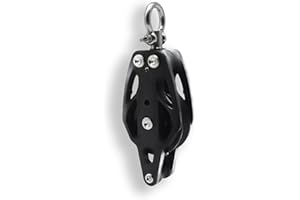 RiaYer 50mm Swivel Sailing Block with Becket for Marine Rigging, Durable T316 Construction, High Load Capacity 3100lbs, Fits 1/2" Line - Corrosion Resistant Pulley for Sheets and Control Lines-HL004