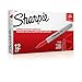 Sharpie 30002 Fine Point Permanent Marker, Marks On Paper and Plastic, Resist Fading and Water, AP Certified, Red Color, Pack Of 12 Markers primary