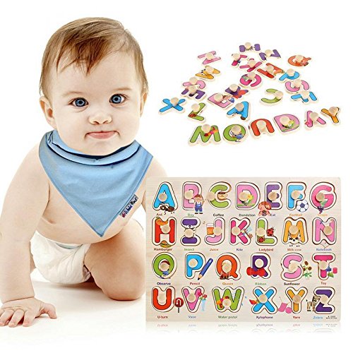 Pegged Puzzle Wooden Puzzle-Citmage Alphabet & Numbers Learning Puzzles Preschool Education for kids ages 2 and up Colorful (2 Pack) - Thumbnail 5
