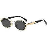 COTIA 2024 Trendy Retro Oval Sunglasses for Women Men Y2K Vintage Metal Fashion Punk Style Sun Glasses