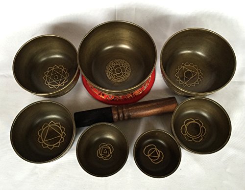 Hand Casted Tibetan Chakra Set Kasha Singing Bowl