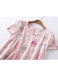 Luckytung Camisón de algodón para mujer, estilo informal, estampado
