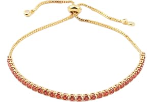 Agriajun Gold Tennis Bracelet for Women Adjustable Slider Shiny Cubic Zirconia CZ Rhinestone Gemstone Chain Summer Bracelets Jewelry Gifts