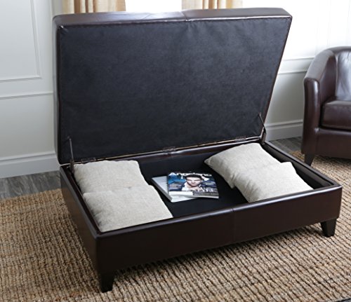 Abbyson Living Frankfurt Leather Storage Flip-Top Ottoman