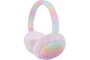 Lupieiae Girls Winter Ear Muffs Faux Fur Warm Earmuffs Rainbow Knit Outdoor Ear Warmers For Kids Toddlers