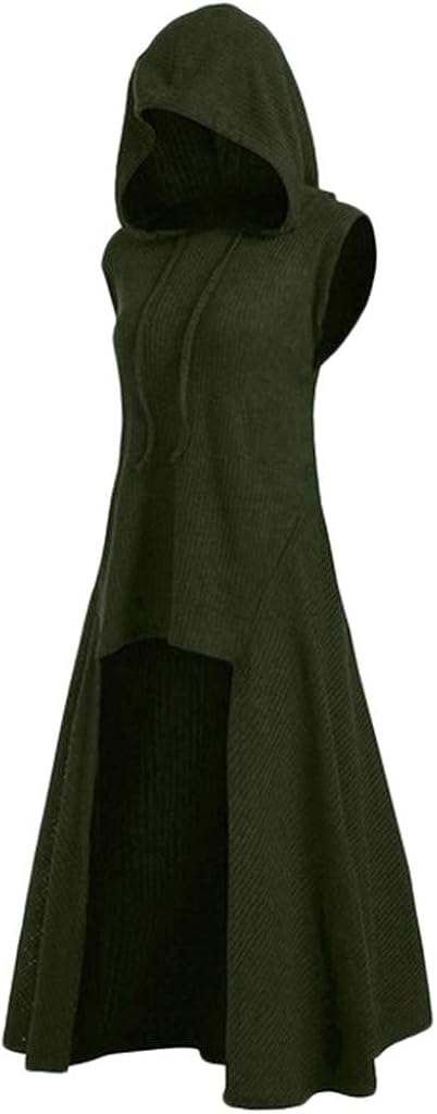 LONGDAY Medieval Dress Renaissance Drawstring Vintage Gothic Floor Length Hooded Cosplay Halloween Cloak Pullover