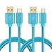 WITPRO Micro USB Fast Charging Cable with Gold Plated and Nylon Braided Charger Cord for Samsung Galaxy S6/S7 Edge, Note 4/5, Tablet Tab E A S2, Moto X G4 G5, HTC M8 M9 (3.3-Feet Pack-2) -Blue