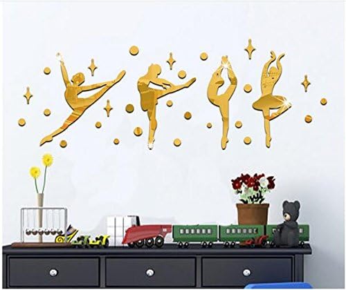 3D Stereoscopic Children's Room Dance Studio Mirror Wall Stickers Nursery Decor Mirrors (Gold)