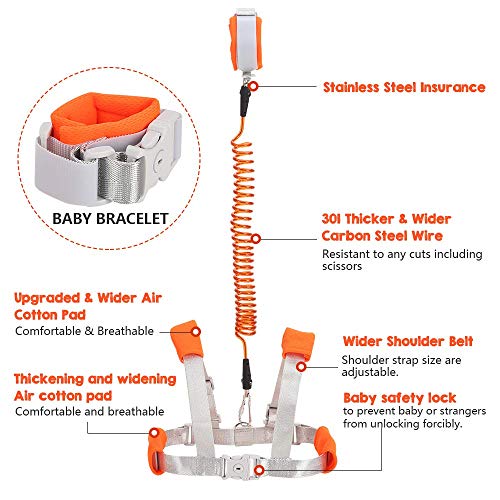 OFUN Toddler Walking Harness Leash, Anti Lost Wrist Link for Toddler, Baby Safety Harness for Walking,【2 in 1 Upgraded】Safety Leashes 2.5M - Thumbnail 2