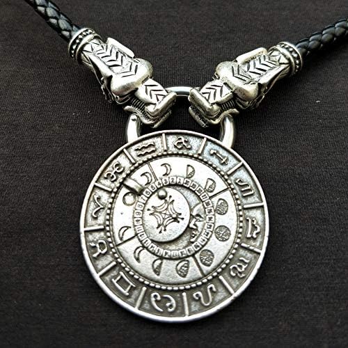 LANGSEE Viking Retro Old Moon Phase Amulet Neck Rune Pendant Viking Amulet Jewelry (1Piece)
