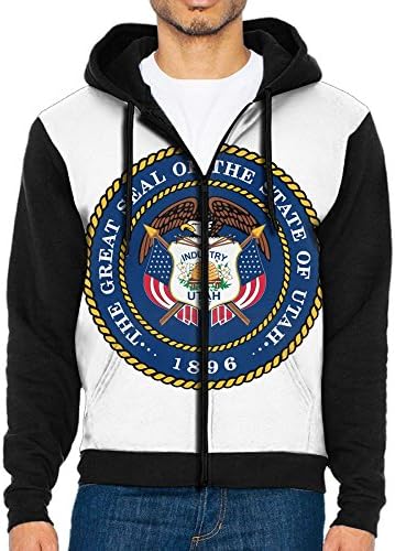 AWBDFKK Men's Sweaters Seal Of Utah Zip Up Hoodie Sweatshirt