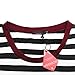 Vessos Women Crew Neck Short Sleeve Striped Slim Fit Mid Legth Swing Dress Black+Wine Red Medium