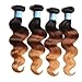 Jolia Hair 8A Brazilian Virgin Hair Weave Body Wave Ombre Blonde Human Hair Bundles 3 Tone #1B/4/27 Brazilian Hair Extensions No Shedding (22 24 33)