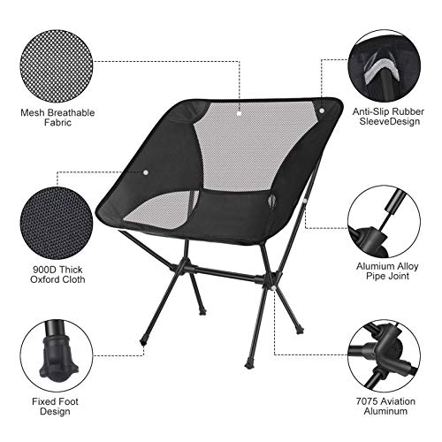 Tinya Ultralight Backpacking Camping Chair Adults Backpacker Heavy Duty 230lb Capacity Packable