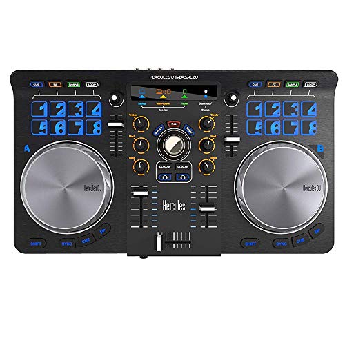 Hercules Universal Dj | Contrôleur Dj À 2 Platines, Bluetooth, 16 Pads, Entrée / Sortie Audio, Logiciel Dj Complet Djuced Inclus, PC / Mac / Ios / Android