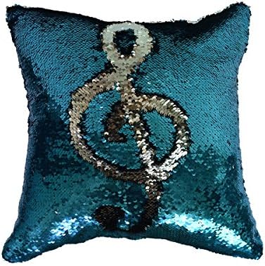 Laimi Duo Mermaid Sequin Pillow, Play Tailor Magic Reversible Sequin Cushion Throw Pillow with Insert 16"X16" Y Covers (Aqua/Silver)