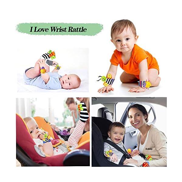 Foot-Finders-Wrist-Rattles-for-Infants-Developmental-Texture-Toys-for-Babies-Infant-Toy-Socks-Baby-Wrist-Rattle-Newborn-Toys-for-Baby-Girls-Boys-Baby-Boy-Girl-Toys-0-3-3-6-6-9-Months Foot Finders & Wrist Rattles for Infants Developmental Texture Toys for Babies & Infant Toy Socks & Baby Wrist Rattle - Newborn Toys for Baby Girls Boys - Baby Boy Girl Toys 0-3 3-6 6-9 Months