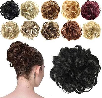 Feshfen Synthetic Hair Bun Extensions Messy Hair Scrunchies Hair