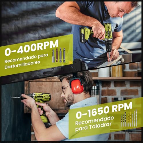 VIWKO 21V Battery Hammer Drill, 25+3 Adjustment Cordless Hammer Drill, 45NM Drill Driver Battery, 2x2.0Ah Batteries, 2 Speed, 10 mm Metal Drill Chuck, 29 Accessories, LED
