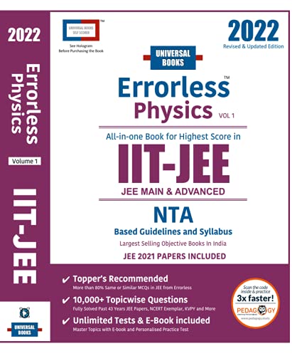 Errorless Physics JEE Main & Advanced 2022 – (Set of 2 Vol.) – NTA – Universal Books – Universal Self Scorer