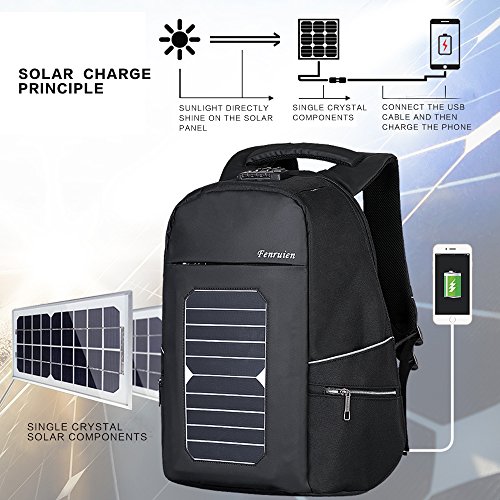 Eshow Solar Charger Laptop Backpack with USB Charging Port Anti-theft for Travel Business and School Fits 15.6'' Laptop Large Capacity Thoughtful Compartment Design