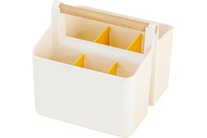 Vidifor Art Supply Organizers Caddy with Handle, Desk, Dorm, Shower, Cleaning, Makeup Basket and Tote (White+Yellow, Small)