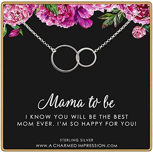 Amazon Com Congratulations Gifts For New Mom Mama To Be Gifts Sterling Silver Expecting Mothers Necklace 2 Connected Circles Mommy Jewelry Baby Shower Adoption Gifts Best Mom Ever Handmade