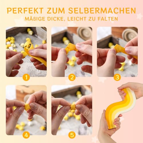 VGOODALL 1080 Stück Origami Sterne Papier, Papierstreifen Origamipapier für Basteln DIY Dekoration Geschenk Gelb