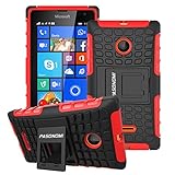 Lumia 435 Case, Pasonomi® Heavy Duty Hybrid Armor Case Cover with Soft Inner Skin and Kickstand For Microsoft Nokia Lumia 435 (Armor Series Red)