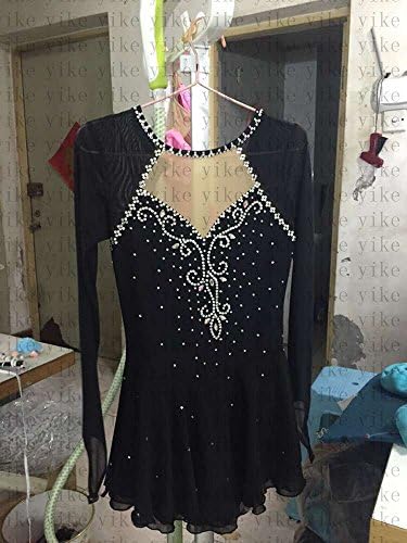 Black Ice Skating Dress Spandex Figure Skating Dress for Competition to Figure Clothing