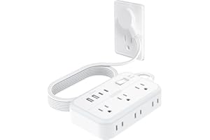 NTONPOWER Surge Protector Power Strip with 6 Outlets 4 USB Ports(2USB C), Flat Extension Cord with Multiple Outlets, 1080 Joules, 5 ft Flat Plug Outlet Extender for Indoor, Office Supplies, Dorm Room Essentials