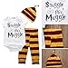 Baby Boys Girls Snuggle This Muggle Bodysuit Romper and Striped Pants Outfit With Hat (White, 70 (0-6M))