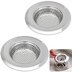 Kitchen Sink Strainer - 4.5 Inch Dia - Set of 2 Sink Strainers - Stainless Steel Sink Drain Cover - Perfect Fit for Almost All US Kitchen Sinks, No Rust, Sturdy Build, Chic Modern Finish - Axetos