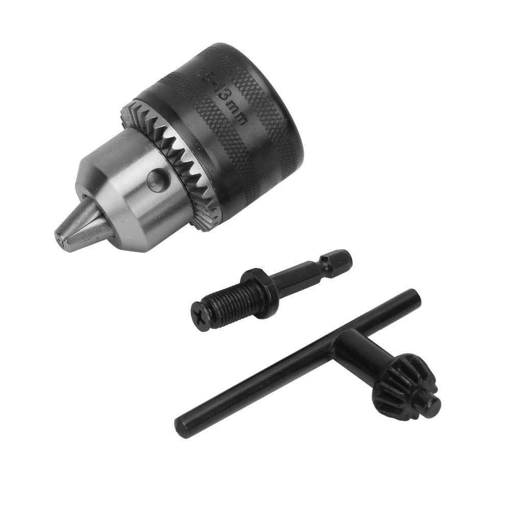 Drill Chuck, Light Type 1.5-13MM 3/8-24UNF Drill Chuck Tool Kit + 1/4 Hex 3/8 Threaded Extension Rod +Key