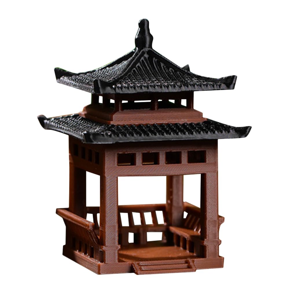 Happyyami Mini Pavilion Model 3.15 Inch Decorative Pagoda Ornament for Garden Bonsai Aquarium Micro Landscape Asian Style Home Decor