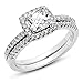 925 Sterling Silver Cushion Cubic Zirconia CZ 2Pc Halo Wedding Engagement Ring Set