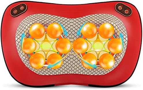 Massage Pillow, All-Purpose Deep Kneading Shiatsu Massage Cushion With Soothing Heat, Loosen Tight Knots + Relax Muscle Tension In Back, Neck, Shoulders, Lumbar And Legs, Compact + Portable,Red
