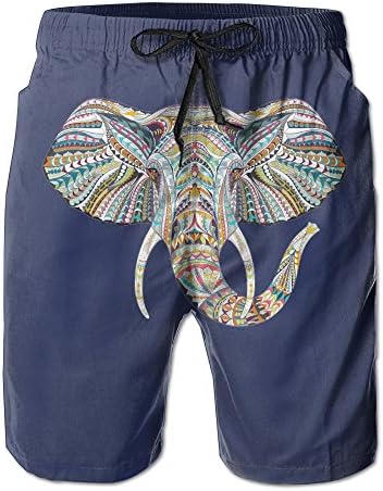 Men's Colorful Elephant Head Pattern Stylish Beach Short Boardshot Trunks For Leisure