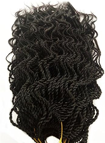 6packs/lot 14inch Wavy Ends Senegalese Twist Synthetic Crochet Braids Hair Extensions 35strands/pack Black Brown Purple Ombre Pre-twist Hair (Black color)