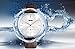 Mens Unique Analog Quartz Business Casual Dress Wrist Watch Leather Band Minute Dial with Special Lug Design, White Simple Dial, 98FT Waterproof 30M 3ATM Water Resistant - Silver