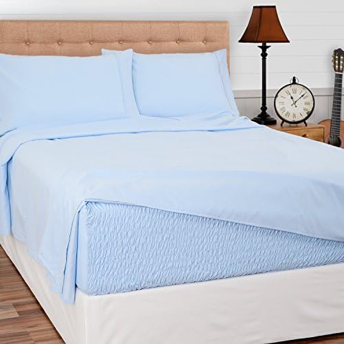 Bed Tite Stretch Fit Brushed Microfiber Soft-Woven Deep Pocket Sheet Set (Twin Size, Light Blue)