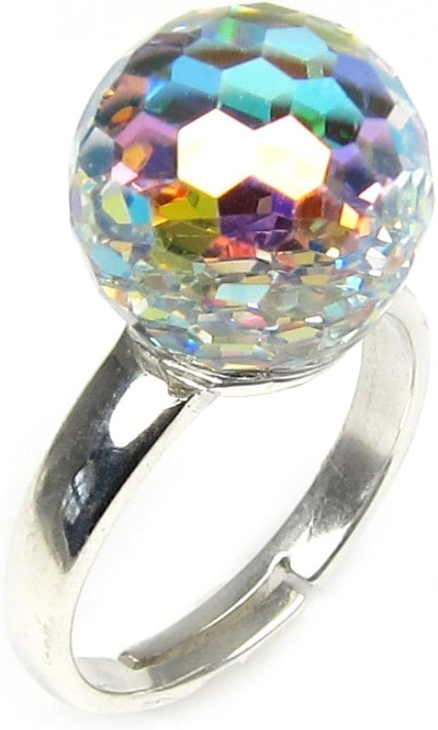 Carat Cache Sterling Silver Swarovski Disco Ball Adjustable