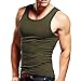 XUDIAN Men Tank Top Sleeveless A-Shirt Crew-Neck, US, Army Green, Size Large